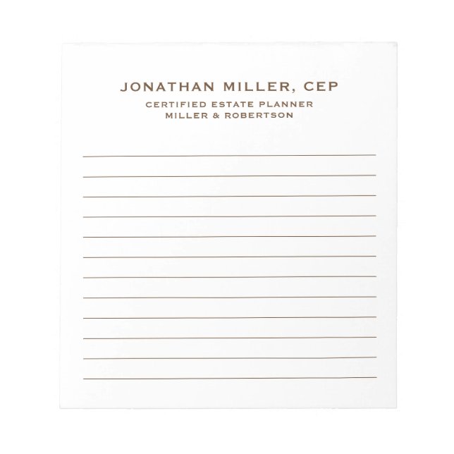 Enkel Professionell linjerad Anteckningsblock (Framsida)