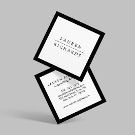 Enkel Professionell Luxe Black and White Fyrkantigt Visitkort