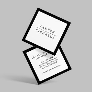Enkel Professionell Luxe Black and White Fyrkantigt Visitkort