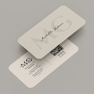 Enkel Professionell, minimalt Monogram Sand Initia Visitkort