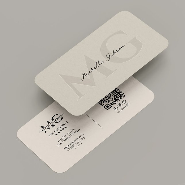 Enkel Professionell, minimalt Monogram Sand Initia Visitkort (Simple Professional Minimal Monogram Sand Initials Business Card
)
