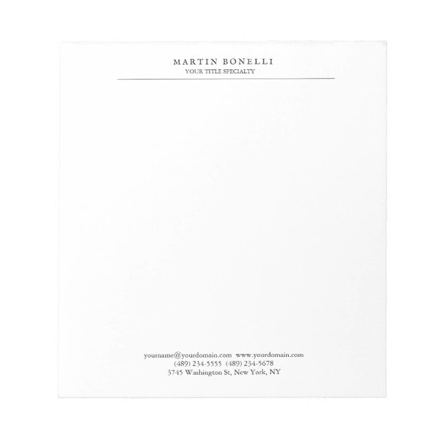 Enkel professionell svart-vit minimalistisk anteckningsblock (Framsida)
