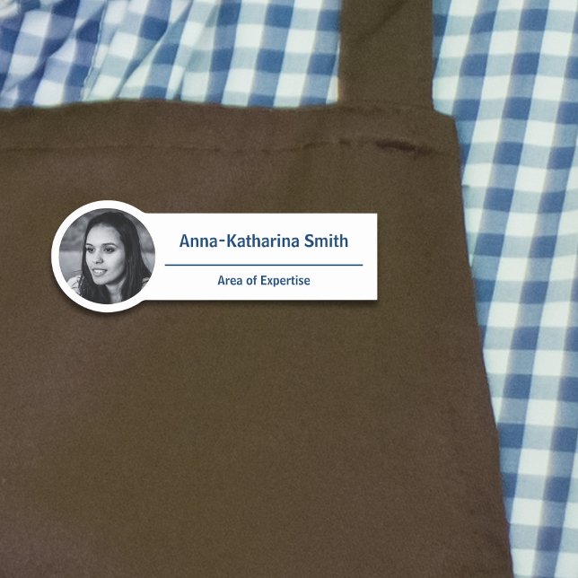 Enkel profilbildexpertis, blå vit namnbricka (Simple Profile Image Expertise Blue White Name Tag)