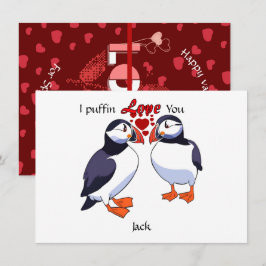 Enkel Puffin kärlek för speciella valentines day Julkort
