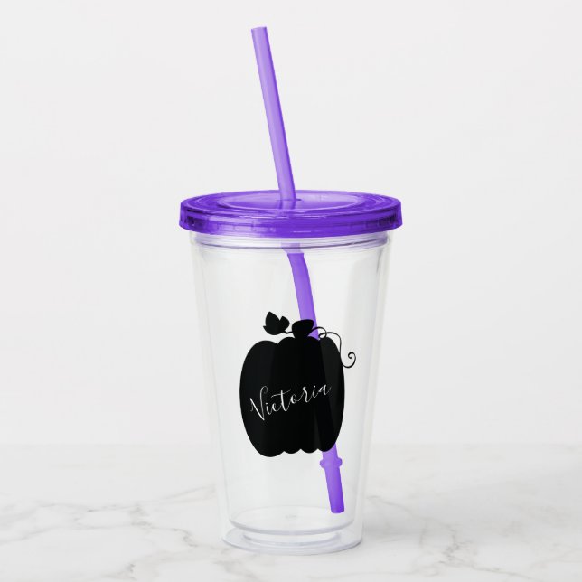 Enkel pumpafältsnamn monogram skript take away mugg (Vänster)