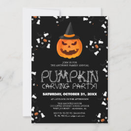Enkel Pumpkin Carving Party Halloween-talesman Inbjudningar