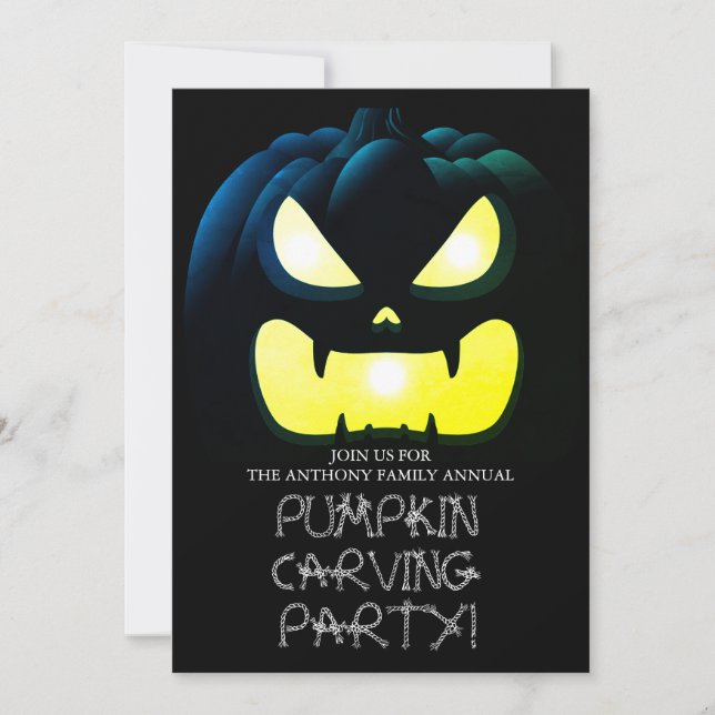 Enkel Pumpkin Carving Party Halloween-talesman Inbjudningar (Framsida)