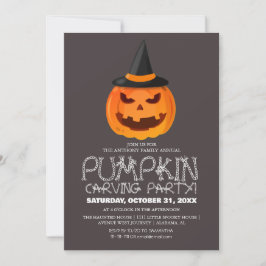 Enkel Pumpkin Carving Party Halloween-talesman Inbjudningar