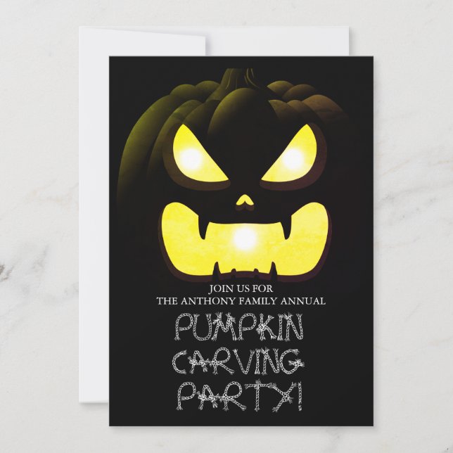 Enkel Pumpkin Carving Party Halloween-talesman Inbjudningar (Framsida)