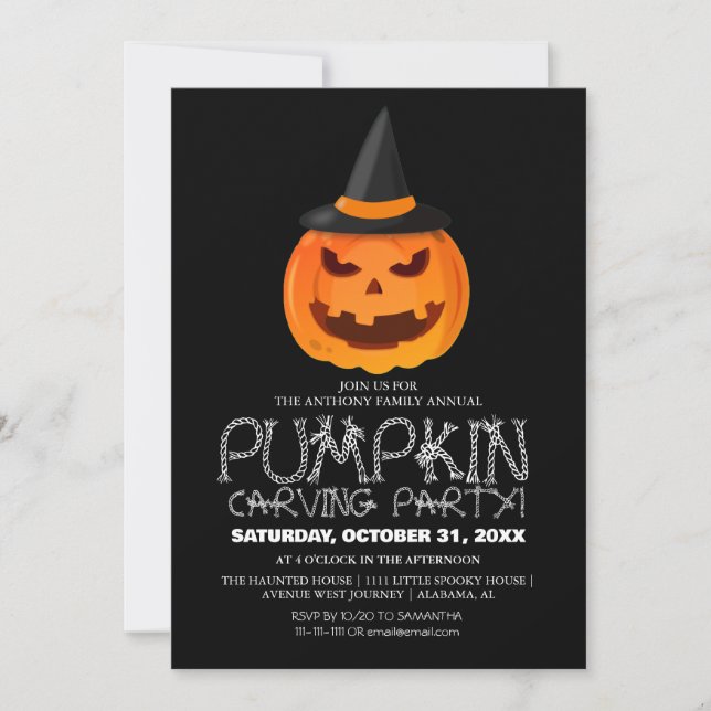 Enkel Pumpkin Carving Party Halloween-talesman Inbjudningar (Framsida)