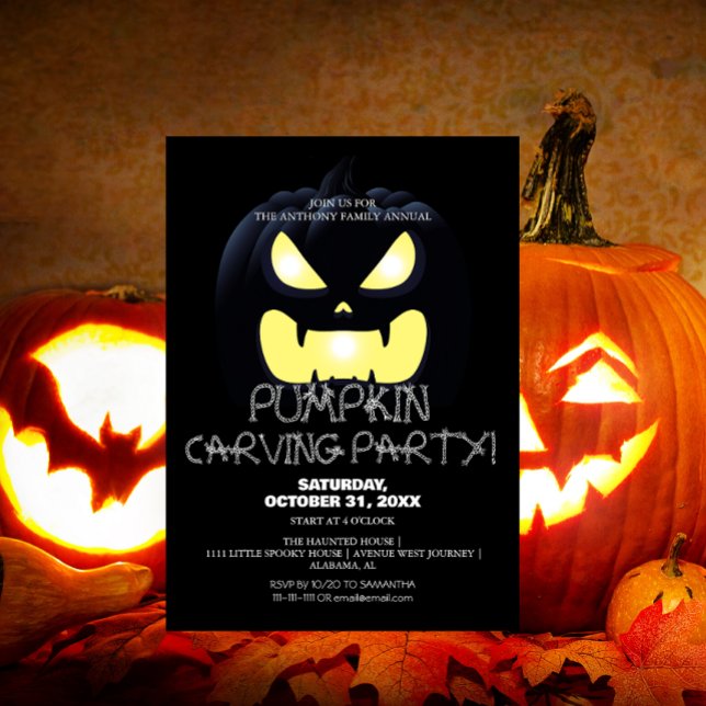 Enkel Pumpkin Carving Party Halloween-talesman Inbjudningar (Skapare uppladdad)