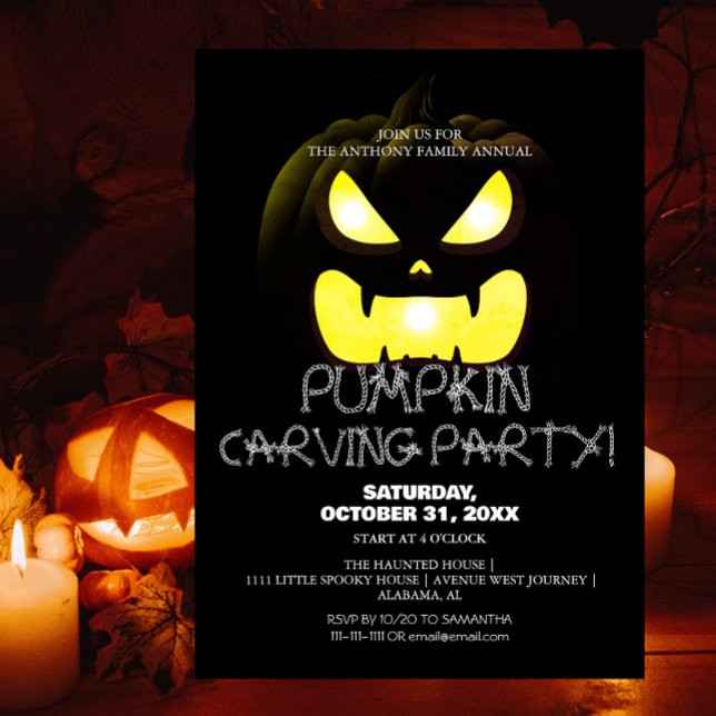 Enkel Pumpkin Carving Party Halloween-talesman Inbjudningar (Skapare uppladdad)