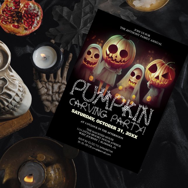 Enkel Pumpkin Carving Party Halloween-talesman Inbjudningar (Skapare uppladdad)