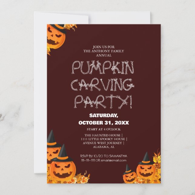 Enkel Pumpkin Carving Party Halloween-talesman Inbjudningar (Framsida)