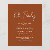 Enkel Pumpkin Fall Budget Baby Shower-inbjudan