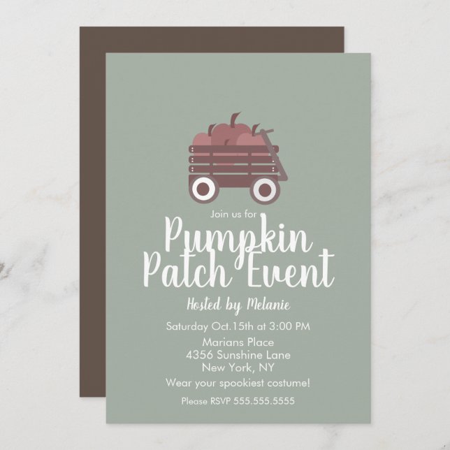 Enkel Pumpkin Patch Halloween Fall Event Flyer Inbjudningar (Fram/baksida)