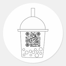 Enkel QR-kod Boba Tea Sticker Runt Klistermärke