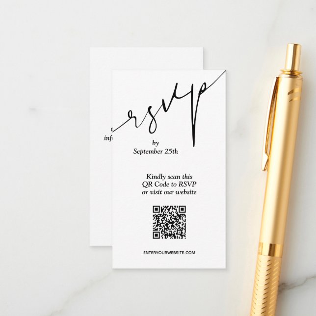 Enkel QR-kod Bröllop Tilläggskort (Fram/Back In Situ)