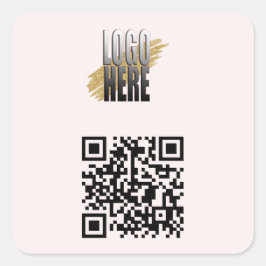 Enkel QR-kod för Rosa med Logotyp för företag Fyrkantigt Klistermärke