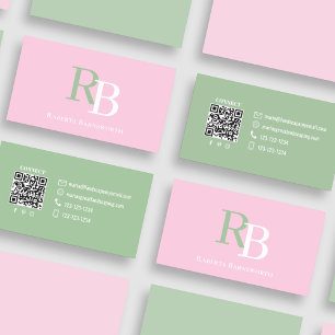 Enkel QR-kod med monogram Rosa Komma i kontakt m Visitkort