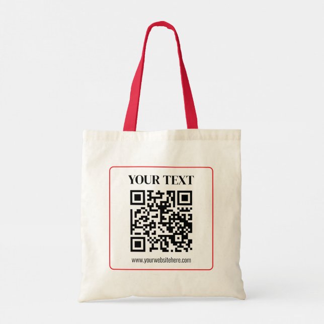 Enkel QR-kod med röd kant Tygkasse (Baksida)