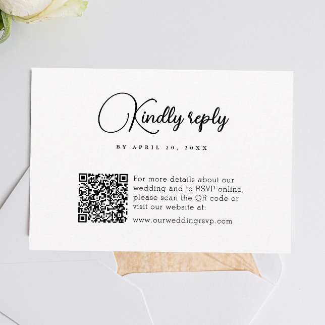 Enkel QR-kod Modern Bröllop OSA Kort (Simplify wedding RSVPs with our QR code feature, ensuring easy and hassle-free responses.)