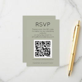Enkel QR-kod Soft Sage Bröllop RSVP Tilläggskort