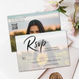 Enkel Quinceanera-foto QR-kod och modernt skrivsät OSA Kort