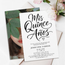 Enkel Quinceanera Svart Vit Kalligrafi Foto