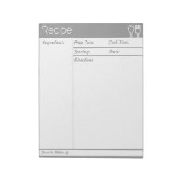 Enkel radlös Grått Recipe-sida Anteckningsblock