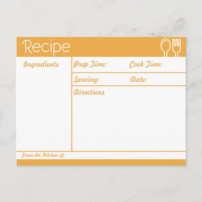 Enkel radlös Orange, recept Vykort (Framsida)