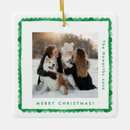 enkel ram-fotopatchristmas med grönt julgransprydnad keramik