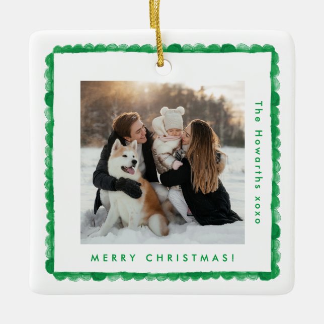 enkel ram-fotopatchristmas med grönt julgransprydnad keramik (Framsida)