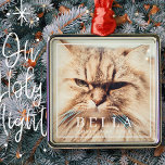 Enkel Ram Modern Chic-familjens sällskapsfoto Helg Julgransprydnad Metall<br><div class="desc">Design består av modern chic-typografi med sans serif- och serif-teckensnitt. Lägg till ett husdjursfoto för anpassningsbar och år.</div>