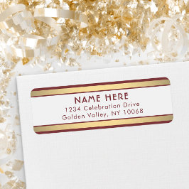 Enkel Rand Burgundy Guld White-Returadress Returadress Etikett