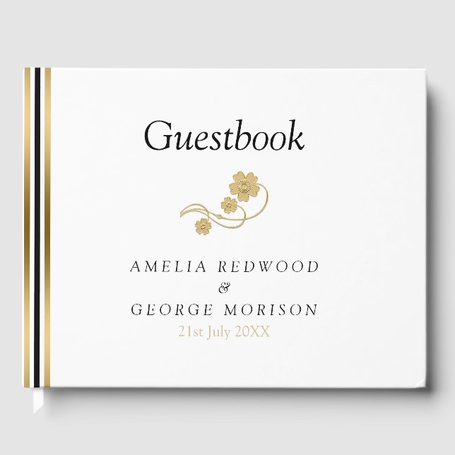 Enkel Rand och blommor Gästböcker (Framsida)