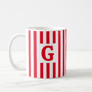 Enkel, rand, röd och vit Jul Kaffemugg