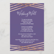 Enkel randig rosé guld violett bröllopskort