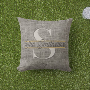 Enkel realistisk Burlap Struktur Rustic Guld Taupe Kudde