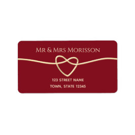 Enkel Red Guld Rope Heart Bröllop Returadress Adressetikett