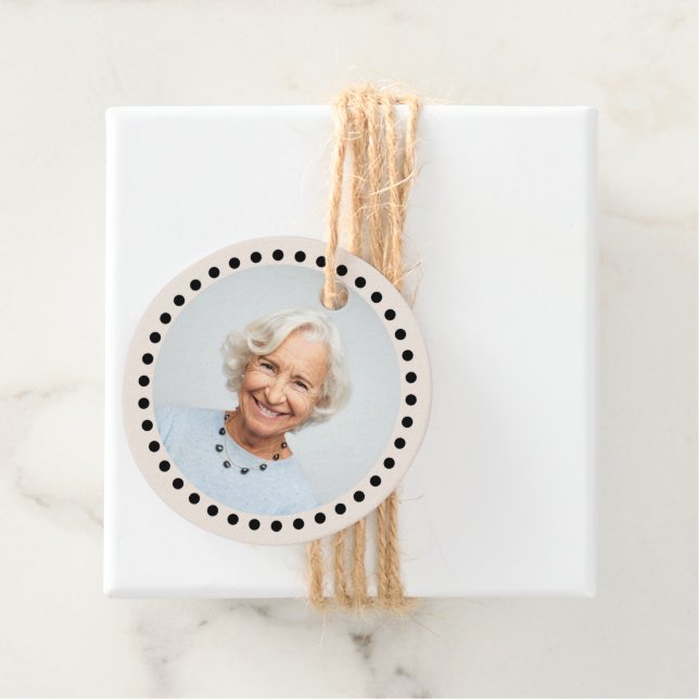 Enkel redigerbar polka-punktfotogåva för Chic Gåvor Etiketter (På plats)