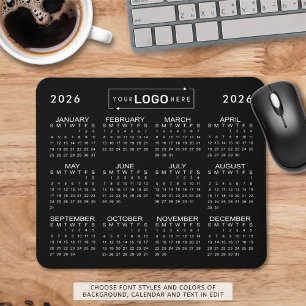 Enkel rektangel Logotyp 2026 Calendar Anpassningsb Musmatta