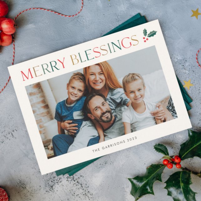 Enkel religiös julkort med 2 bilder i färg (Modern colorful religious photo Christmas holiday card.)