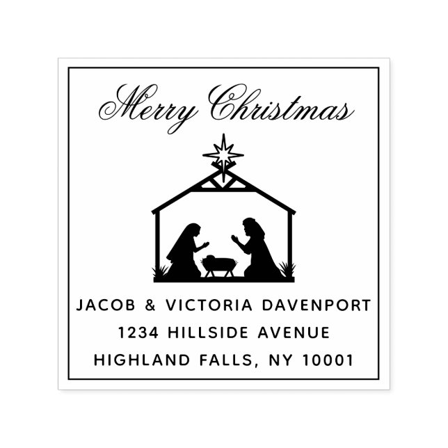 Enkel Religiösa - Returadress vid jul Självfärgande Stämpel (Design)