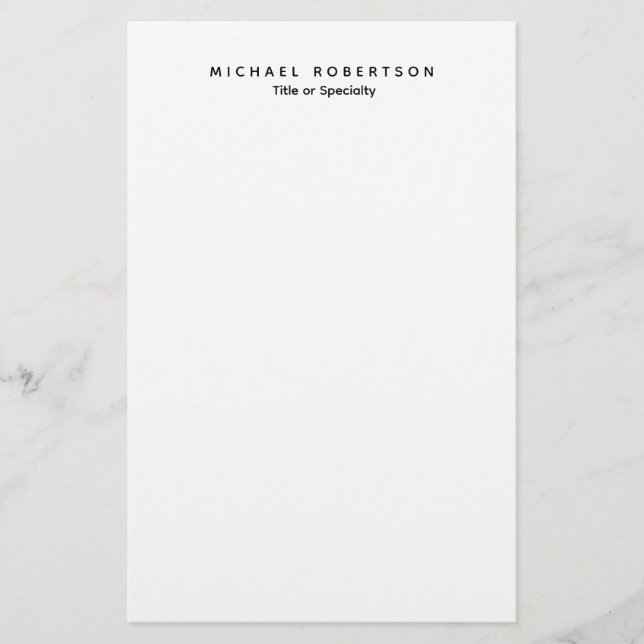 Enkel Ren Elegant Modern Minimalistisk Svart Vit Brevpapper (Framsida)