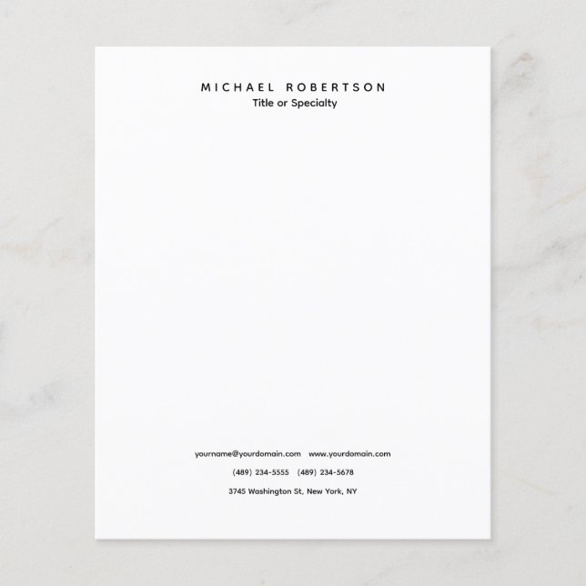 Enkel ren Elegant Modern minimalistisk svart vit Flygblad (Framsidan)