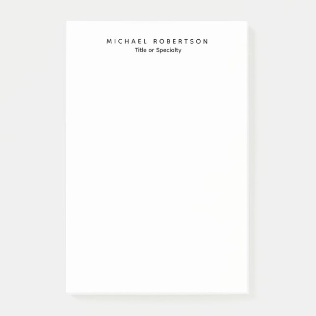 Enkel ren Elegant Modern minimalistisk svart vit Post-it Block (Framsida)