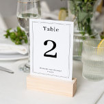Enkel, ren, minimalistisk Elegant, klass Ram White Bordsnummer<br><div class="desc">Öka din bröllop-dekoration med vårt Dubbla-sidiga, rena, minimalistiska Bordsnummer-kort för Linjer i Ram, en perfekt blandning av enkelhet och modernt elegans. Den här mallen är utformad i en elegant vit design med en subtil rak linje ram och erbjuder ett tidlöst stil som kompletterar contemporary och minimalistiska bröllop teman. Med full...</div>