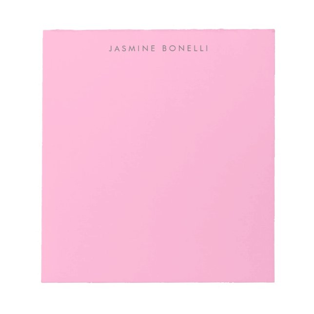 Enkel Ren Minimalistisk Elegant Modern Rosa Anteckningsblock (Framsida)