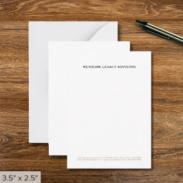 Enkel, ren, minimalistisk verksamhet anteckningskort